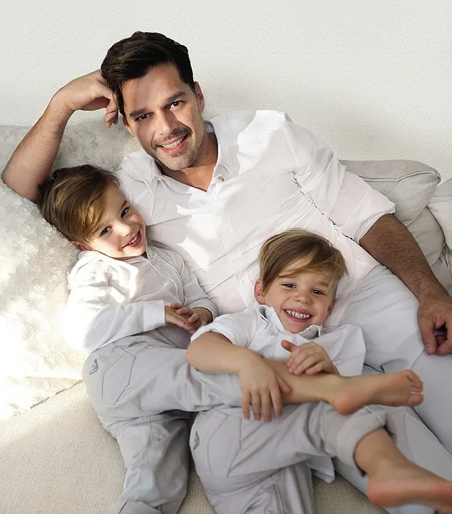 Ricky Martin with his twin boys Matteo and Valentino